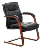 Кресло Бюрократ T-9927WALNUT-AV черный кожа полозья дерево коричневый Image