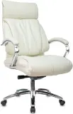 Кресло руководителя Бюрократ T-9904NSL слоновая кость кожа с подголов. крестовина металл хром