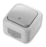 Выключатель Panasonic Palmiye откр. 1кл. кнопоч.нажим. IP54 серый глянцевый (упак.:1шт) (90555503-RU)