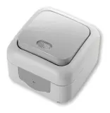 Выключатель Panasonic Palmiye откр. 1кл. кнопоч.нажим. с подсветкой IP54 серый глянцевый (упак.:1шт) (90555514-RU)