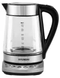 Чайник электрический Hyundai HYK-G3026 1.7л. 2200Вт серебристый/черный (корпус: стекло) Image