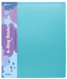 Папка панорама на 4-х кольцах Бюрократ Pastel PAST0740/4RBLUE A4 пластик 0.7мм кор.40мм торц.карм с бум. встав голубой