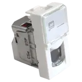 Вставка Mosaic 22.5x45, RJ-45 STP, кат.5e, со шторкой и увеличенным окном маркировки, белая Image