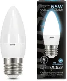 Лампа светодиодная Gauss 6.5Вт цок.:E27 свеча 220B 4100K св.свеч.бел.нейт. (упак.:10шт) (103102207) Image