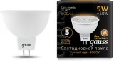 Лампа светодиодная Gauss Black 5Вт цок.:GU5.3 рефлек. 220B 3000K св.свеч.бел.теп. MR16 (упак.:10шт) (101505105) Image
