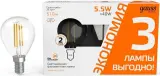 Лампа светодиодная Gauss Basic 1051116T 5.5Вт цок.:E14 шар 220B 2700K св.свеч.бел.теп. (упак.:3шт) Image