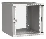 Шкаф коммутационный ITK Linea WE (LWE3-09U66-GF) настенный 9U 600x600мм пер.дв.стекл направл.под закл.гайки 50кг серый 550мм 16.8кг 200град. 450мм IP20 IK08 сталь Image