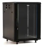 Шкаф коммутационный Hyperline (TWB-FC-2245-GP-RAL9004) настенный 22U 600x450мм пер.дв.стекл 60кг черный 180град. 1098мм IP20 сталь Image