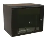 Шкаф коммутационный WRline (WR-TW-1266-GP-RAL9004) настенный 12U 600x600мм пер.дв.стекл 2 бок.пан. направл.под винты 60кг черный 500мм 650мм IP20 сталь Image