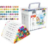 Набор маркеров для скетчинга Deli E70803-60 Color Emotion 11мм 150мм трехгр. двойной пиш. наконечник 1-7мм 60цв. ассорти пластиковая коробка (60шт.) Image