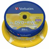 Диск DVD+RW Verbatim 4.7Gb 4x Cake Box (25шт) (43489) Image