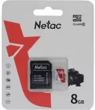 Носитель информации Netac P500 ECO 8GB MicroSDHC C10 up to 20MB/s, retail pack with SD Adapter Image