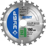 Диск пильный по дер. Зубр Быстрый рез усиленный (36901-190-30-24_Z01) d=190мм d(посад.)=30мм (циркулярные пилы) Image