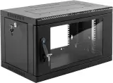 Шкаф коммутационный ЦМО (ШРН-6.500-9005) настенный 6U 600x500мм пер.дв.стекл 200кг черный 470мм 180град. Image