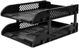 Лоток горизонтальный Deli E9212 сборный для бумаг 325x241x155мм черный пластик (упак.:2шт) пластиковый пакет Image