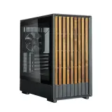 ZALMAN P10 NAMU, MATX, BLACK, WINDOW, FRONT COVER WALNUT, 2x3.5", 3x2.5", 1xUSB TYPE-C, 1xUSB3.0, FRONT 2x120mm, REAR 1x120mm ARGB Image