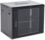 Шкаф коммутационный Rexant (04-1266-112) настенный 12U 600x600мм пер.дв.стекл металл 2 бок.пан. направл.под винты 60кг черный 230град. IP20 сталь Image