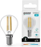 Лампа филам. Gauss Filament 8Вт цок.:E14 шар св.свеч.бел.нейт. (упак.:10шт) (52128) Image