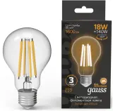 Лампа филам. Gauss Filament 18Вт цок.:E27 груша св.свеч.бел.теп. (упак.:10шт) (102902118) Image