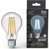 Лампа филам. Gauss Filament 18Вт цок.:E27 груша св.свеч.бел.нейт. (упак.:10шт) (102902218) Image