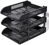 Лоток горизонтальный Deli E9213 BLACK E9213 сборный для бумаг 325x241x155мм черный пластик (упак.:3шт) пластиковый пакет Image