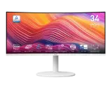 MSI Modern MD342CQPW 34" 21:9 UWQHD(3440x1440) VA Curve 1500R,1ms(MPRT),3000:1,100M:1,300nit,2*HDMI,1*DP,2xUSB Type-A,USB Type-B,USB Type-C,Speaker,Tilt,Swivel,Height,120Hz,White(white cable),1y w-ty Image