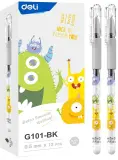 Ручка гелев. Deli EG101-BK прозрачный d=0.5мм черн. черн. карт.уп. игловидный пиш. наконечник резин. манжета Image