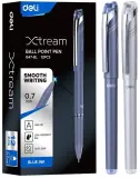 Ручка шариков. Deli Xtream (EQ47-BL) d=0.7мм син. черн. карт.уп. игловидный пиш. наконечник резин. манжета чернила пониженной вязкости Image