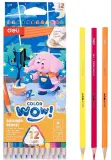 Карандаши цв. Deli EC140 Colorwow 3мм трехгран. 12цв. карт.кор. (12шт) 12 карандашей (1 золотой, 1 серебристый, 5 неоновых, 5 металлик) Image