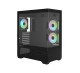 ZALMAN CHRONIX, ATX, BLACK, WINDOW, 1xCombo (3.5’’ or 2.5’’), 1x3.5’’HDD, 2x2.5’’SSD, 1xUSB2.0, 1xUSB3.0, 1xUSB Type-C, SIDE 2x120mm ARGB, REAR 1x120mm ARGB Image