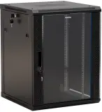 Шкаф коммутационный Hyperline (TWB-2766-GP-RAL9004) настенный 27U 600x600мм пер.дв.стекл 2 бок.пан. 60кг черный 49.9кг 1304мм Image